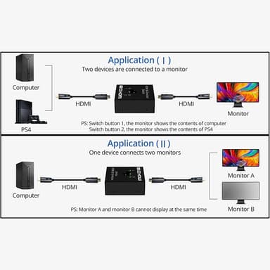 NÖRDIC kaksisuuntainen HDMI-jakaja 1-2 ja kytkin 2-1, 4Kx2K 30Hz