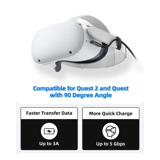 NÖRDIC VR Link -kaapeli 5 m USB3.2 Gen1 USB-C - C 5 Gbps 3A nopea lataus Oculus Quest 2 Super Speed ​​​​USB Link -kaapeli