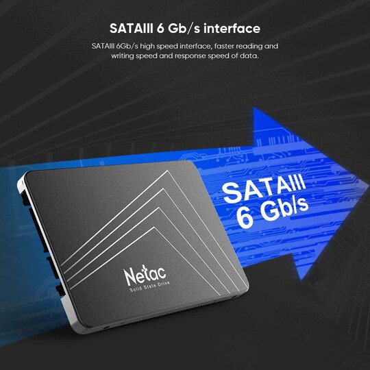 Netac 480 Gt:n sisäinen SSD, SATAIII 6 Gb/s, 2,5” NT01N535S-480G-S3X