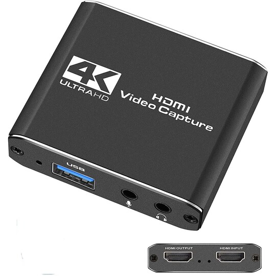 NÖRDIC Videonkaappaussovitin HDMI-lähtö 4K 30Hz HDMI silmukkamikrofonilla ja audioulostulolla HDMI Signal Loop Out