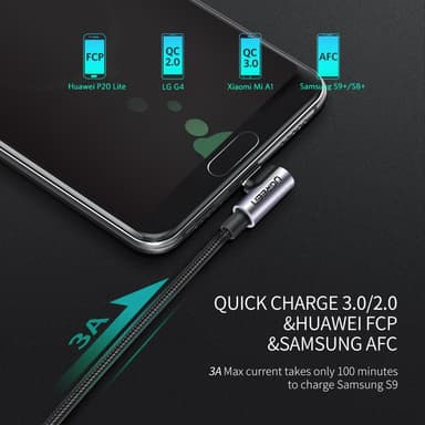 Ugreen Kulma USB C uros USB A uros nopea lataus 3A 480Mbps 50cm