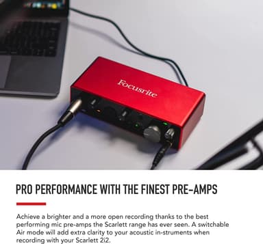 Focusrite Scarlett 2i2 3rd Gen USB Sound Card Audio Interface, 24-bittinen 192Khz PC ja Mac 2 kanavaa