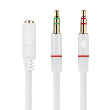NÖRDIC äänisovitin, kuulokkeet tietokoneeseen 2x 3,5 mm TRS naaras 1x 3,5 mm TRRS naaras 10 cm