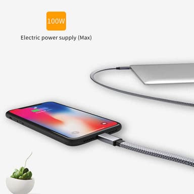 NÖRDIC 1 m litteä ja ohut kaapeli USB3.2 Gen2 USB-C to C -pikalataus Power Deliveryllä PD100W 5A 10Gbps 4K 60Hz ja Emarker