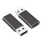 NÖRDIC USB3.2 Gen2 USB-C–USB-A-sovitin 10 Gbps metalliavaruudenharmaa