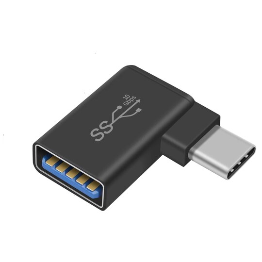 NÖRDIC USB-A 3.1 OTG naaras - USB C -uros kulmasovitin 5Gbps Alumiininen synkronointi ja lataus OTG USB-C sovitin