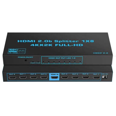 NÖRDIC HDMI-jakaja 1–8 4K60Hz RGB8: 8:8 HDR 18Gbps HDCP2.2