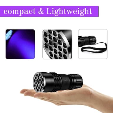 UV-taskulamppu 21 LED-valolla Musta 395 nm