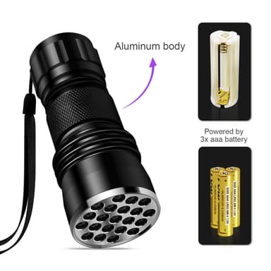 UV-taskulamppu 21 LED-valolla Musta 395 nm