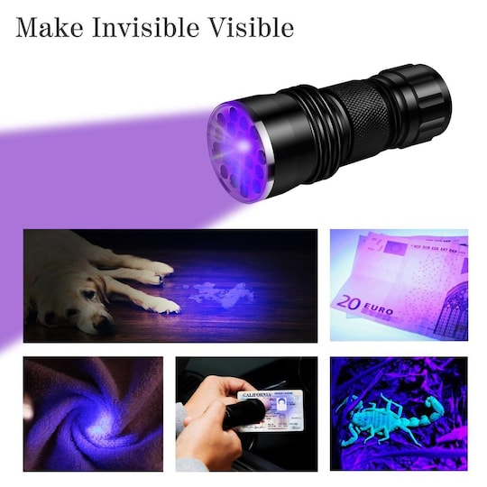 UV-taskulamppu 21 LED-valolla Musta 395 nm