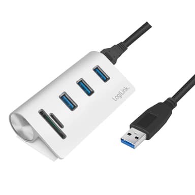 USB3.0 3-porttinen hub + muistikortinlukija