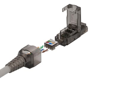 DELTACO RJ45-liitin, Cat6a, suojaamaton, harmaa