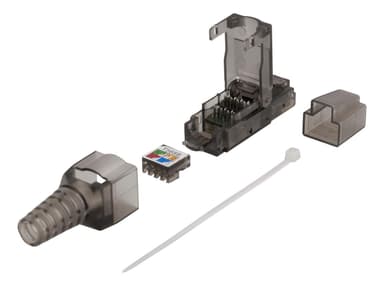 DELTACO RJ45-liitin, Cat6a, suojaamaton, harmaa