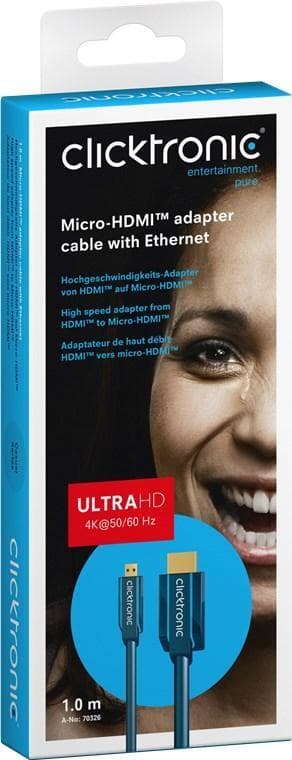 Micro-HDMIâ„¢-sovitinkaapeli Ethernetillä