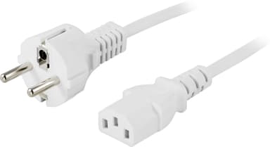 Maadoitettu laitekaapeli suora CEE 7/7 - suora IEC 60320 C13 0,5m valk
