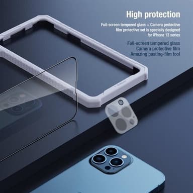 Skärmskydd med härdat glas och linsskydd förr iPhone 13 Pro