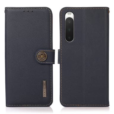 Lompakkokotelo 3-kortti nahkaa RFID Sony Xperia 10 IV - Sininen