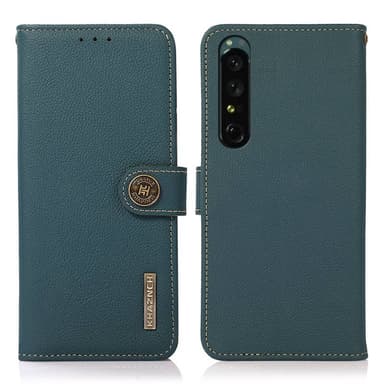 Lompakkokotelo 3-kortti nahkaa RFID Sony Xperia 1 IV - Vihreä