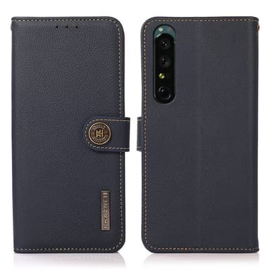 Lompakkokotelo 3-kortti nahkaa RFID Sony Xperia 1 IV - Sininen
