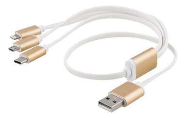 EPZI yleiskäytt. latauskaap., USB-C, Lightning, Micro USB, USB-A, 50cm