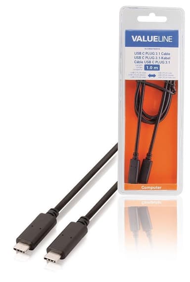 USB 3.1 Kaapeli USB-C Uros - USB-C Uros 1.00 m Musta GEN 1 (5 Gbps)