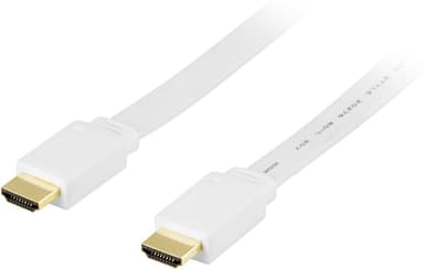 DELTACO HDMI-kaapel v1.4+Ethernet, 19-pin ur-ur,1080p,litteä,valko, 7