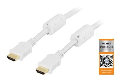 DELTACO HDMI-kaapeli, v1.4+Ethernet, 19-pin u-u, 1080p valk, 0,5m