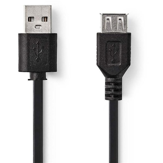 USB 2.0 -Kaapeli | A, Uros - USB A, Naaras | 2,0 m | Musta