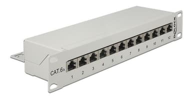 Delock 10"" Kytkentätaulu, 12 porttia, Cat.6A, harmaa