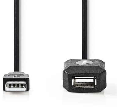 Aktiivinen USB 2.0 -jatkokaapeli | A, Uros - A, Naaras | 5,0 m | Musta