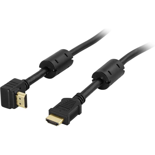 DELTACO HDMI Std+Eth 19-pin u - u,  1080i, kulma, 10m, musta