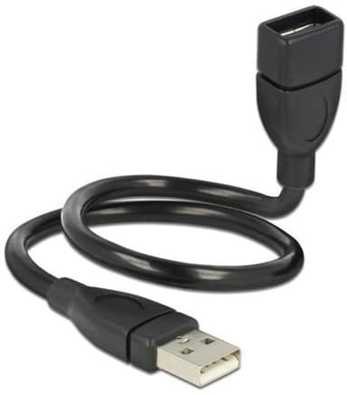 DeLOCK 83498, Formbar USB-kabel, USB Typ A ha - ho, 0,35m, svart