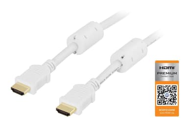 DELTACO HDMI-kaapeli, v1.4+Ethernet, 19-pin u-u, 1080p valk, 0,5m