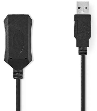 Aktiivinen USB 2.0 -jatkokaapeli | A, Uros - A, Naaras | 5,0 m | Musta