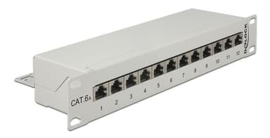 Delock 10"" Kytkentätaulu, 12 porttia, Cat.6A, harmaa
