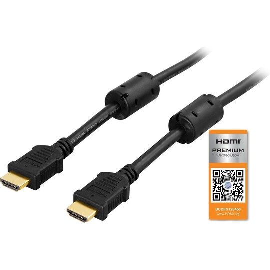 DELTACO HDMI-kaapeli, Premium High Speed HDMI with Ethernet, 3m, musta