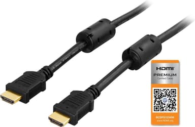 DELTACO HDMI-kaapeli, Premium High Speed HDMI with Ethernet, 3m, musta