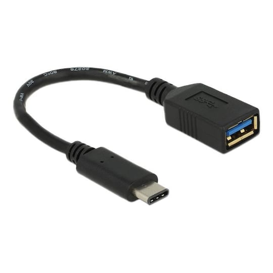 DeLOCK sovitin, USB 3.1 Gen 1, USB-C uros - USB-A naaras, musta