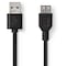 USB 2.0 -Kaapeli | A, Uros - USB A, Naaras | 2,0 m | Musta