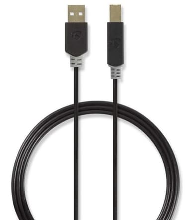 USB 2.0 -Kaapeli | A, Uros - B, Uros | 2,0 m | Antrasiitti