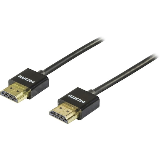 DELTACO ohut HDMI-kaapeli, HDMI High Speed with Ethernet, 0,5m, musta