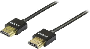 DELTACO ohut HDMI-kaapeli, HDMI High Speed with Ethernet, 0,5m, musta