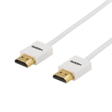 DELTACO ohut HDMI-kaapeli, HDMI High Speed with Ethernet, 2m, valk.