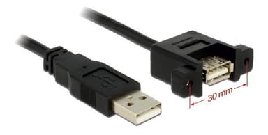 DeLOCK USB 2.0 kaapeli paneeliasennukseen, USB typ A ur - na, 1m,musta