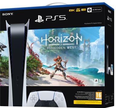 PlayStation 5 Digital Edition pelikonsoli + Horizon Forbidden West