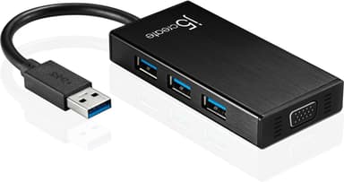 j5 create JUH410, USB 3.0 - VGA-sovitin, sis.rak 3-portinen hubi, m