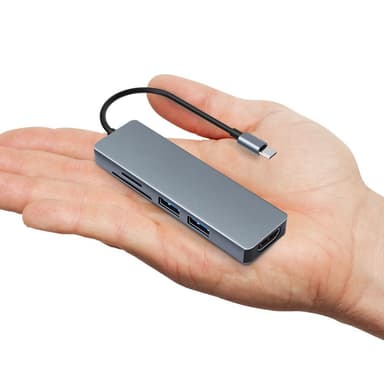 5-in-1 USB-C-telakointiasema Harmaa