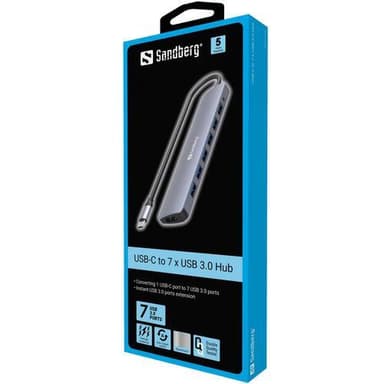 Sandberg USB-C - 7 x USB 3.0 -keskitin