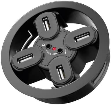4-porttinen USB 2.0 Hi Speed In-desk HUB + ääni