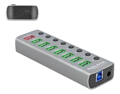 Delock USB 3.2 Gen 1 Hub with 7 Ports + 1 Fast Charging Port + 1 USB-C